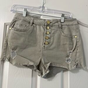 Refuge Gray Distressed Jean Shorts